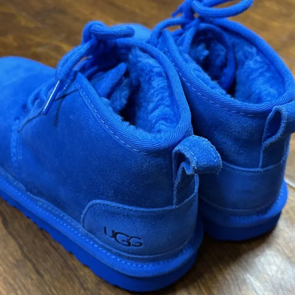 UGG Neumel Chukka Boots Youth Size 3 Blue Suede Wool Lined Treadlite‎ 1017320K